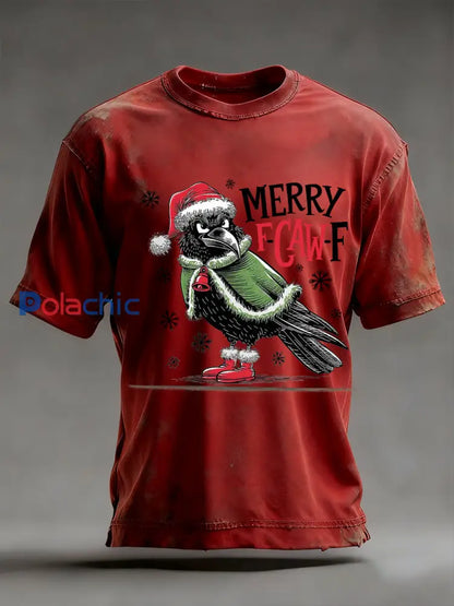 T-shirt imprimé Merry F-Caw-F Christmas Homme Rouge / S