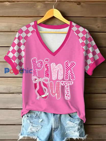 T-shirt imprimé rose pour femmes sensibilisation au cancer du sein rose / S