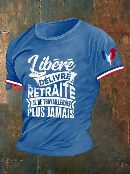 T-shirt Libéré Délivré Retraité Homme Bleu / S
