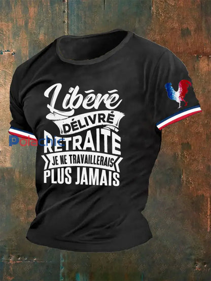 T-shirt Libéré Délivré Retraité Homme Noir / S