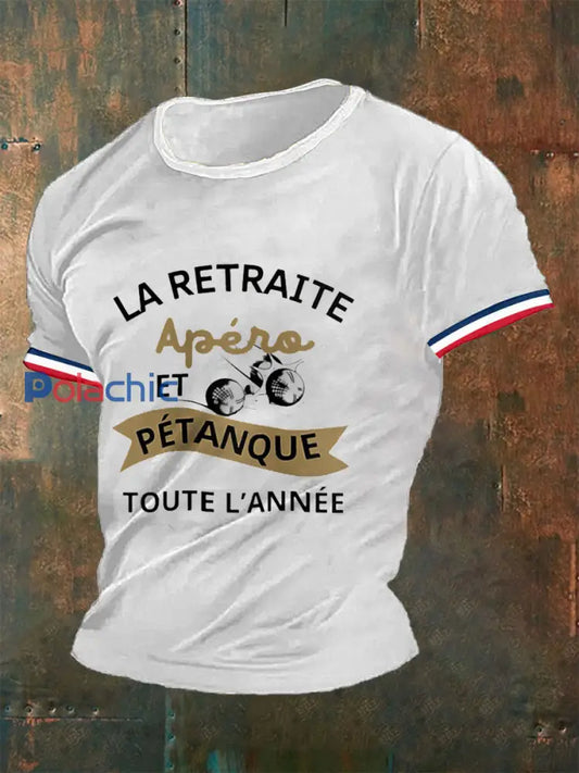 T-shirt manches courtes Apéritif et pétanque Retreat Homme Blanc / S