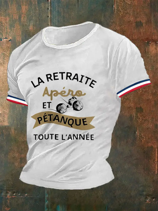 T-shirt manches courtes Apéritif et pétanque Retreat Homme Blanc / S