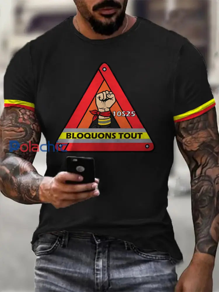 T-shirt manches courtes Bloquons tout pour homme Noir / S