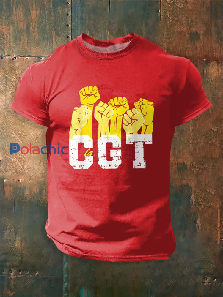 T-shirt manches courtes Confédération Générale du Travail pour homme Rouge / S