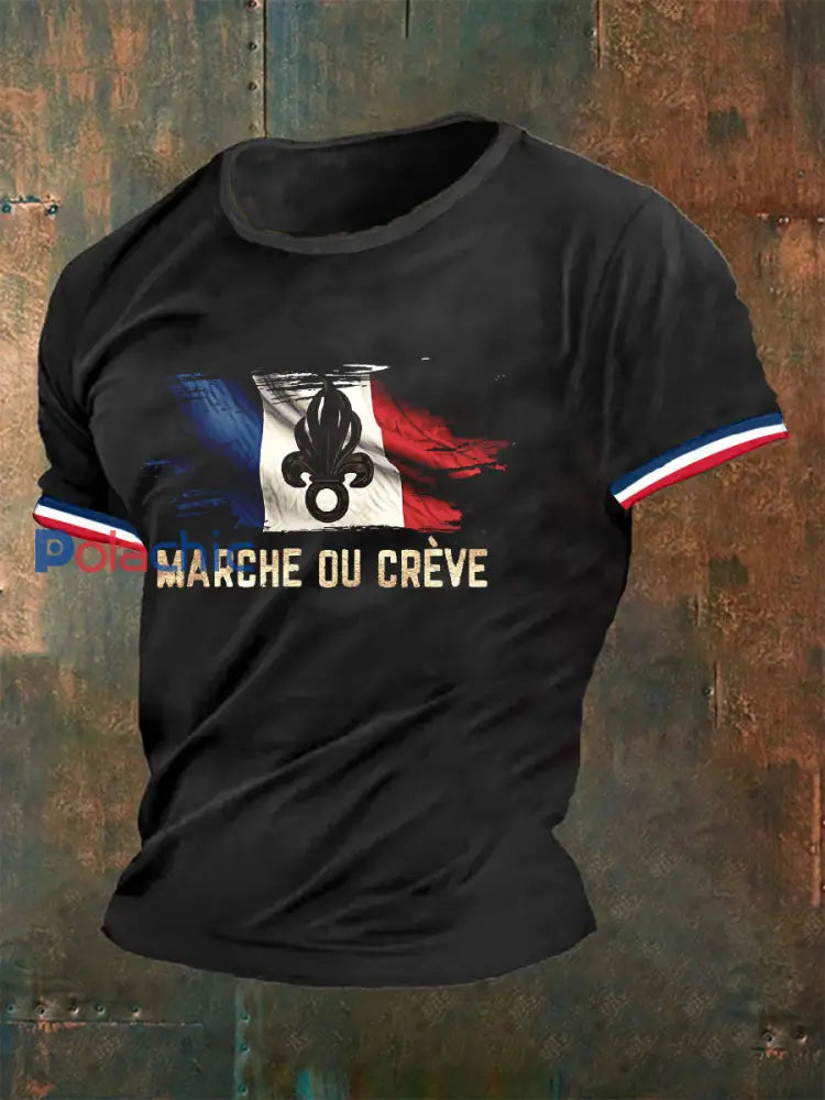 T-shirt manches courtes French Foreign Legion Marche Ou Creve pour homme Noir / S