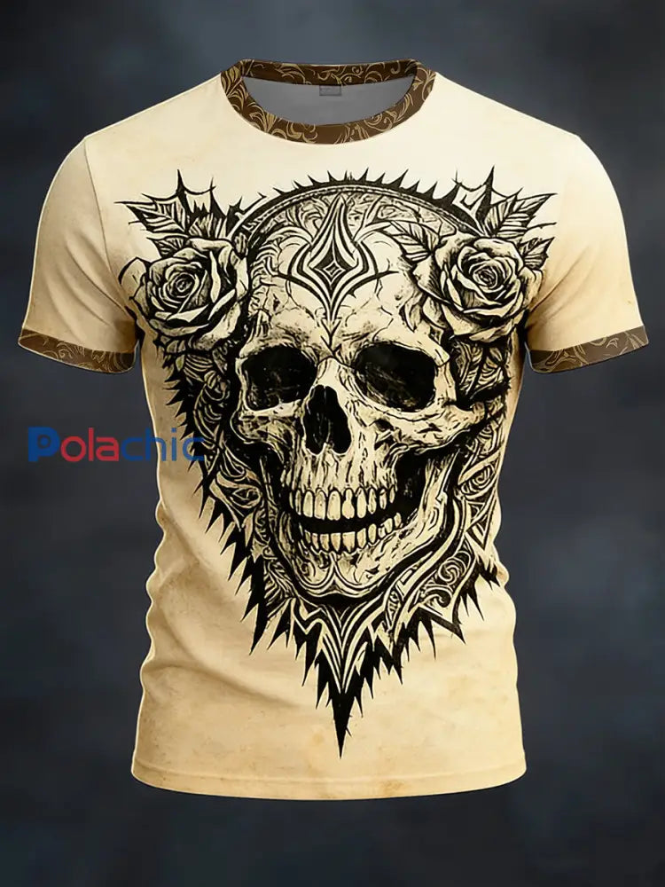 T-shirt manches courtes Gothic Dark Skull pour homme comme image / S