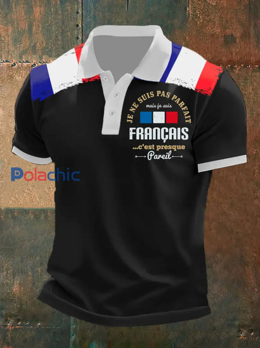 T-shirt manches courtes Je Ne Suis Pas Parfait Mais Je Suis Français Sur Homme Noir / S