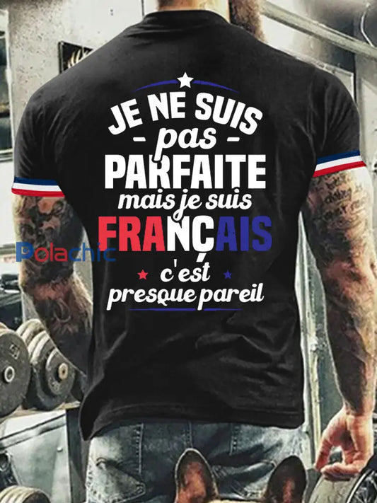 T-shirt manches courtes Je Ne Suis Pas Parfait Mais Je Suis Français Sur Homme Noir / S