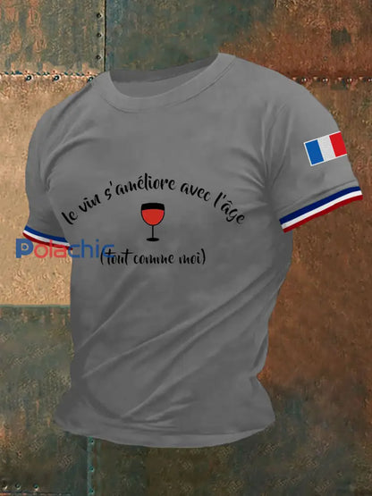 T shirt manches courtes Le Vin S’ameliore Avec L’age Homme Gris clair / S
