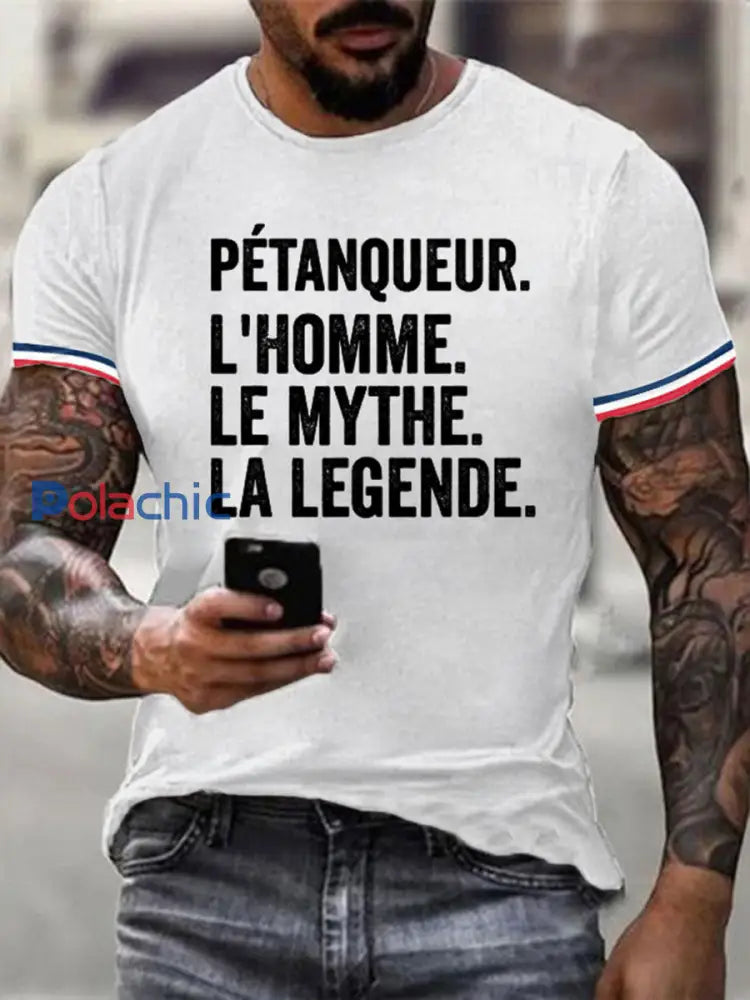 T-shirt manches courtes Pétanqueur L’homme La Legende Homme Blanc / S