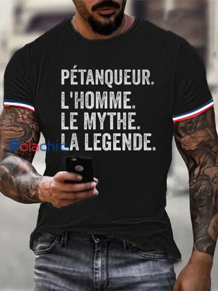 T-shirt manches courtes Pétanqueur L’homme La Legende Homme Noir / S