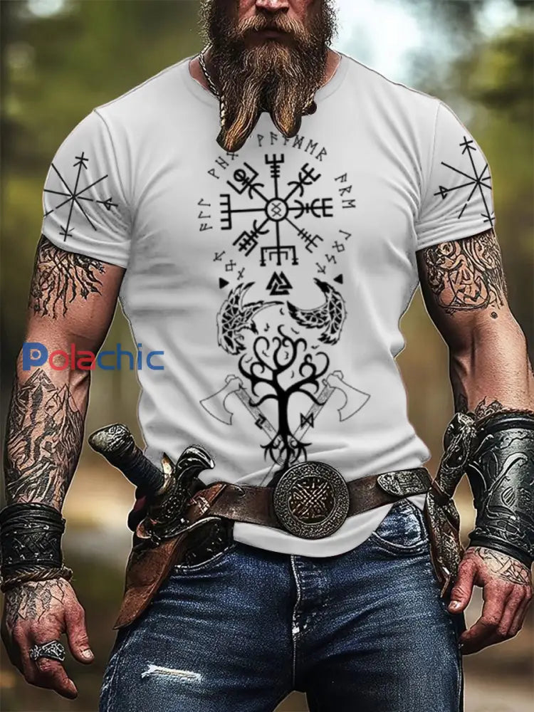 T-shirt Mythic Viking Rune & Tree Print Homme Multicolore / S