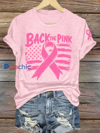 T-shirt rose pour femme Breast Cancer Awareness Back The Rose Clair / S