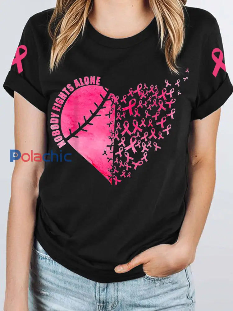 T-shirt ruban de sensibilisation au cancer du sein pour femmes Noir / S