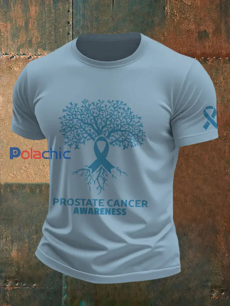 T shirt sensibilisation au cancer de la prostate pour homme bleu ciel / S
