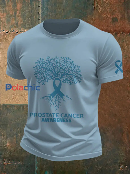 T shirt sensibilisation au cancer de la prostate pour homme bleu ciel / S