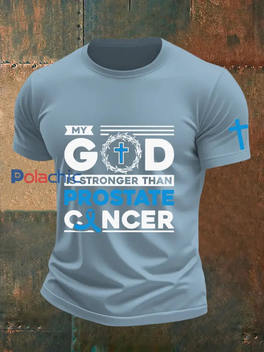 T shirt sensibilisation au cancer de la prostate pour homme bleu ciel / S