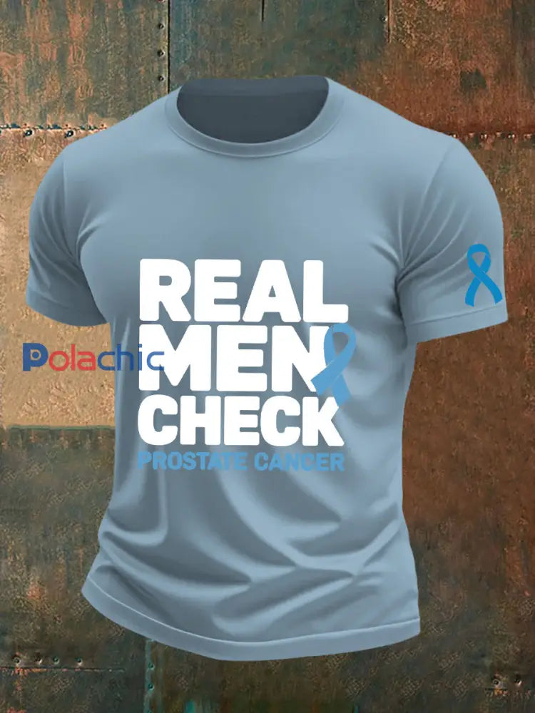 T shirt sensibilisation au cancer de la prostate pour homme Bleu Ciel / S