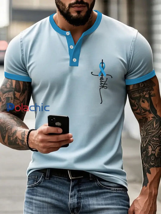 T shirt sensibilisation au cancer de la prostate pour homme Bleu clair / S