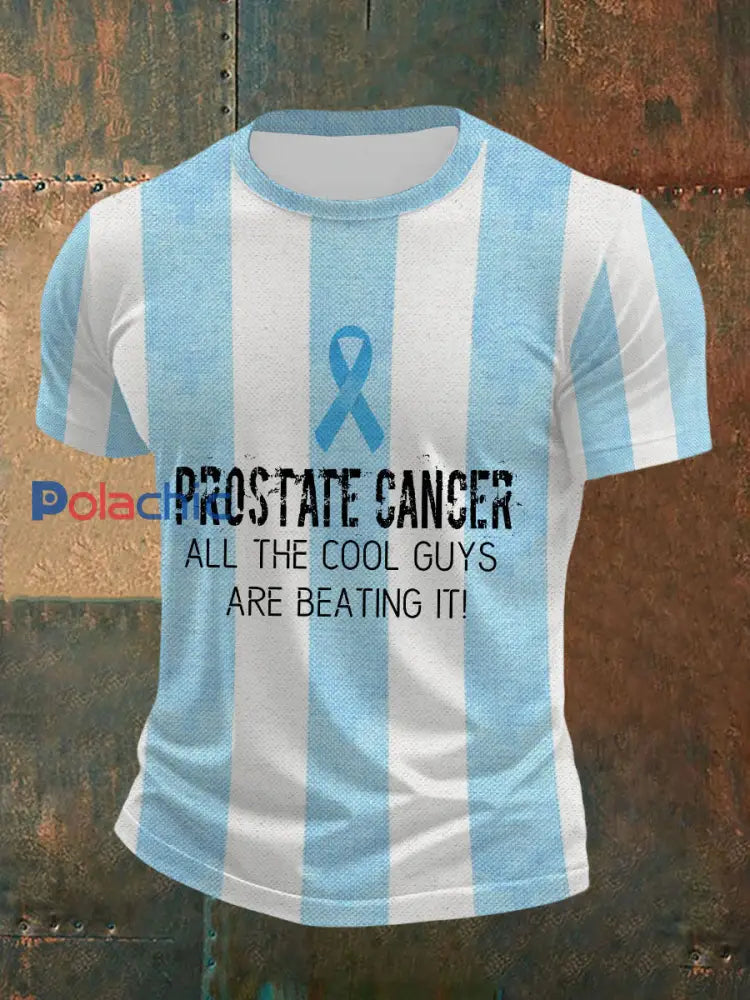 T shirt sensibilisation au cancer de la prostate pour homme Bleu clair / S