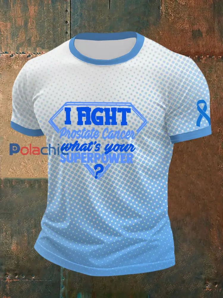 T shirt sensibilisation au cancer de la prostate pour homme Bleu clair / S