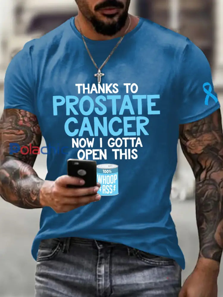T shirt sensibilisation au cancer de la prostate pour homme Bleu / S