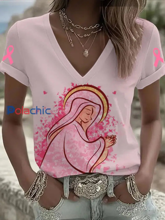 T shirt sensibilisation au cancer du sein pour femme Rose / S