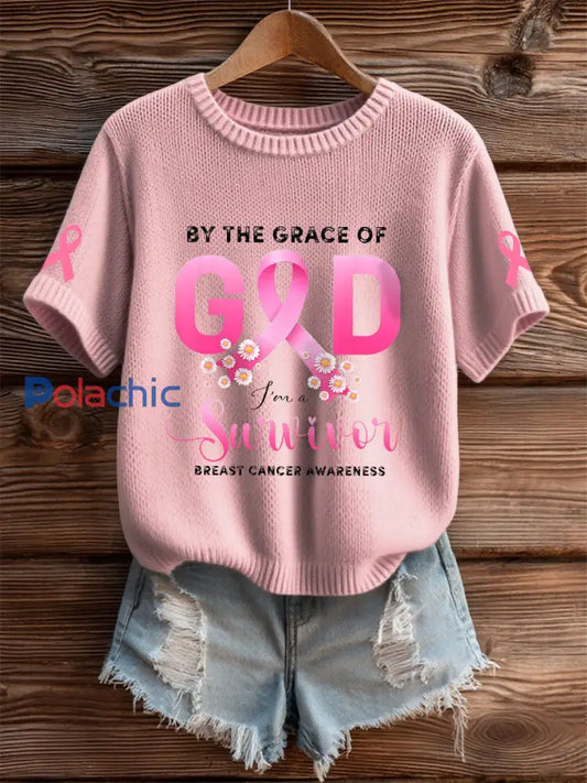 T shirt sensibilisation au cancer du sein pour femme rose / S
