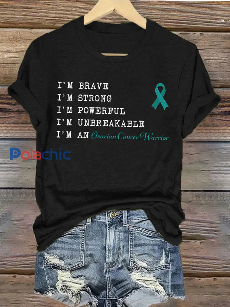 T-shirt Survivant du cancer de l’ovaire pour femme Noir / S