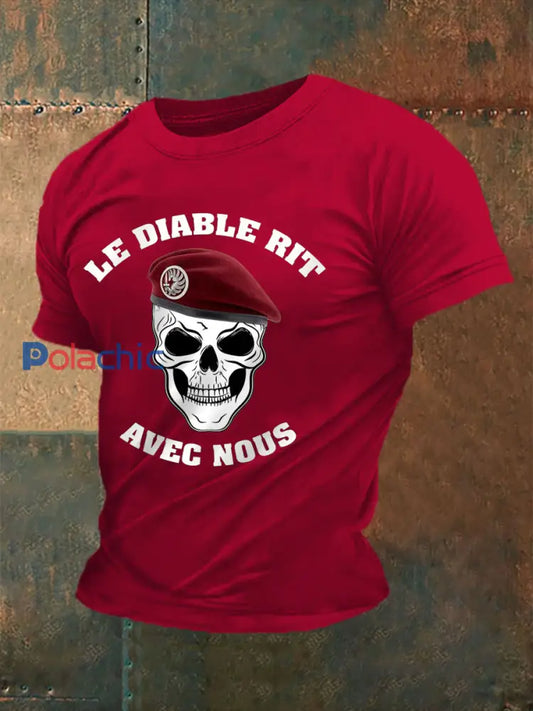 T-Shirt TAP Le diabable rit avec nous Homme rouge profond / S