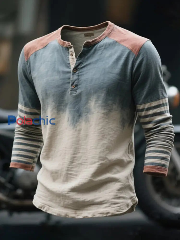 T-shirt Vintage Simple à manches longues pour hommes comme image / S