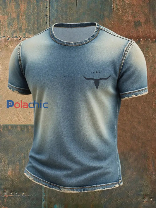 T-shirt Western Denim Homme Bleu / S