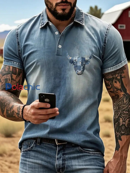 T-shirt Western Highland Cattle Homme Bleu / S