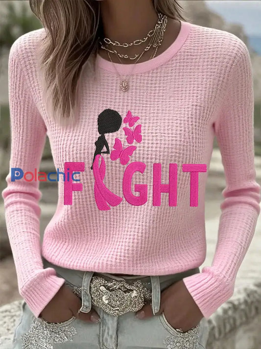 T-shirts à manches longues Breast Cancer Awareness pour femmes Rose / S