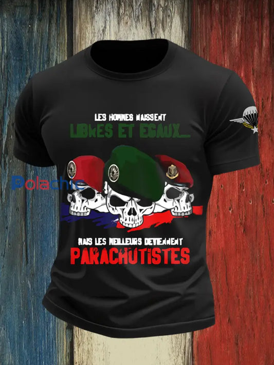 T-shirts de parachutiste français pour hommes Noir / S