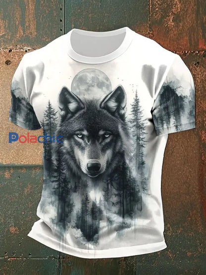 T-shirts décontractés à imprimé Timber Wolf pour hommes bleu-vert / S
