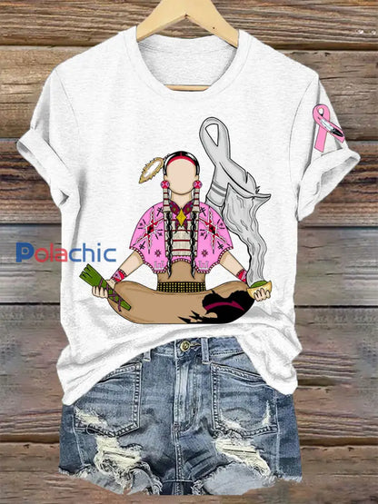 T-shirts Indigenous Pink Breast Cancer pour femmes blanc / S