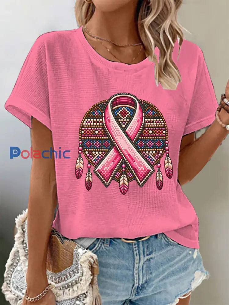 T-shirts Indigenous Pink Breast Cancer pour femmes Rose / S