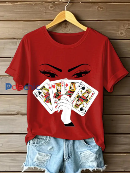 T-shirts Playing Card Slam Queen pour femmes Rouge / S