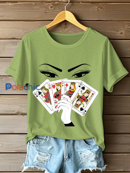 T-shirts Playing Card Slam Queen pour femmes Vert / S