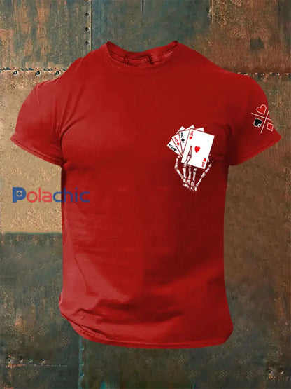 T-shirts Poker 4 A pour hommes rouge pur / S
