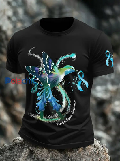 T shirts pour hommes Ribbon Prostate Cancer Hummingbird Noir / S