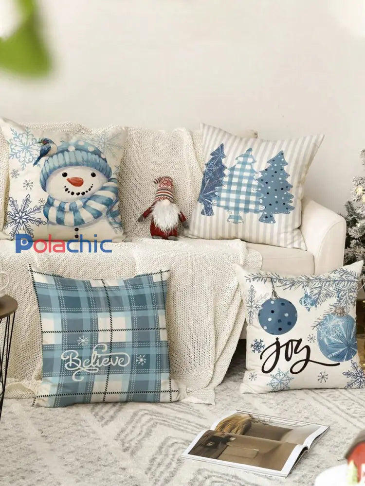 Taies d’oreiller Vintage Noël Art Print 4 pièces oreiller Inserts non inclus A / 45CM