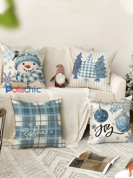 Taies d’oreiller Vintage Noël Art Print 4 pièces oreiller Inserts non inclus A / 45CM