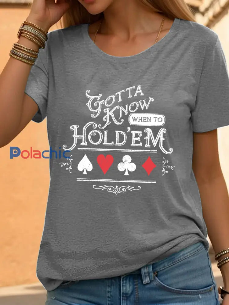 Tee-shirt poker femmes Gris clair / S