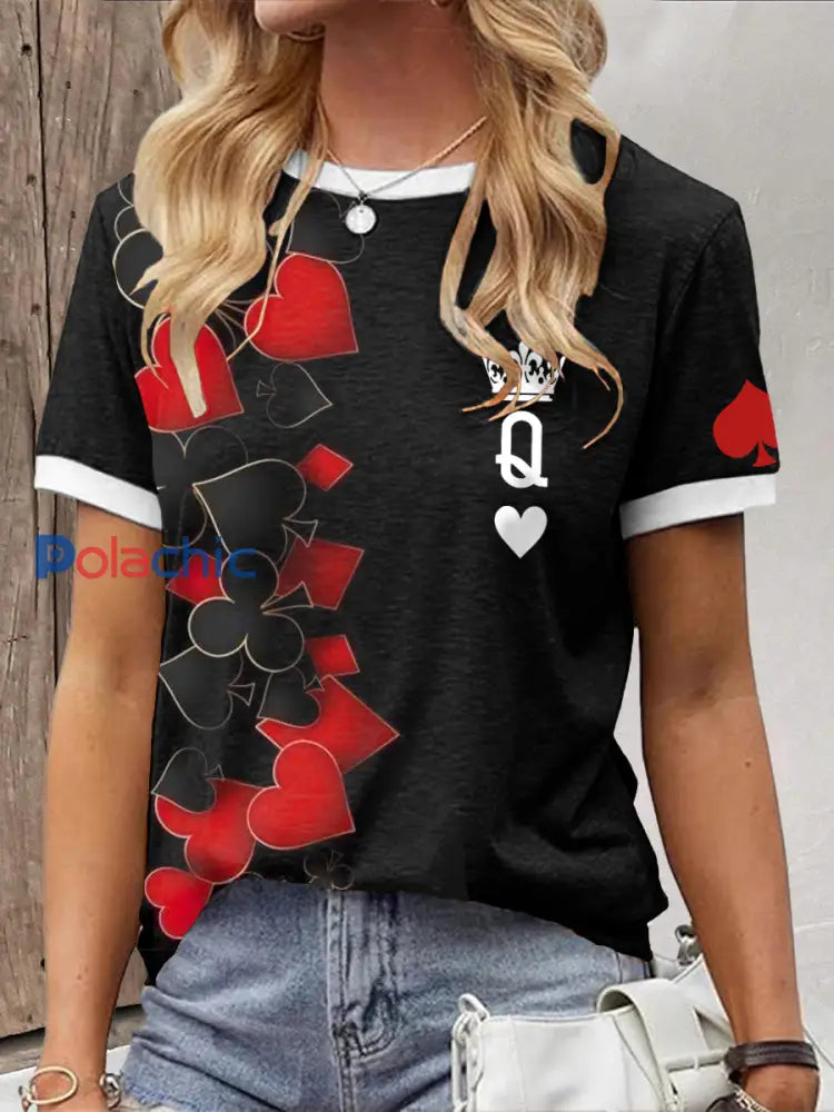 Tee-shirt poker femmes Noir / S