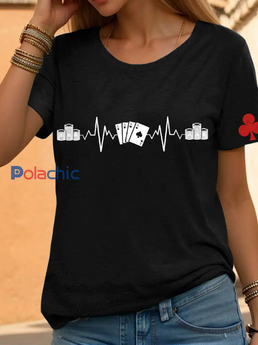 Tee-shirt poker femmes Noir / S