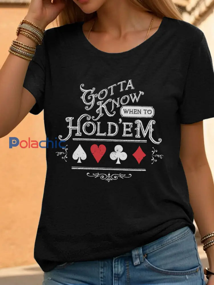 Tee-shirt poker femmes Noir / S
