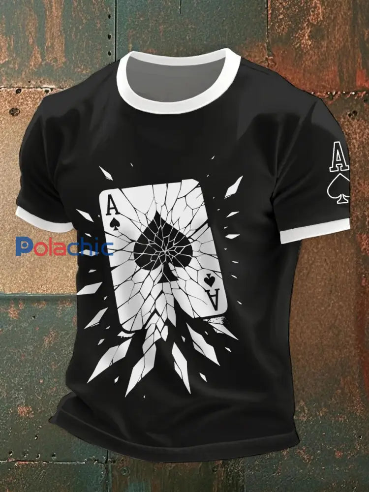 Tee shirts as de pique fissuré pour homme Noir / S