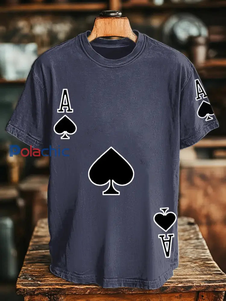 Tee-shirts de poker unisexe Ace of Spades Bleu Marine / S